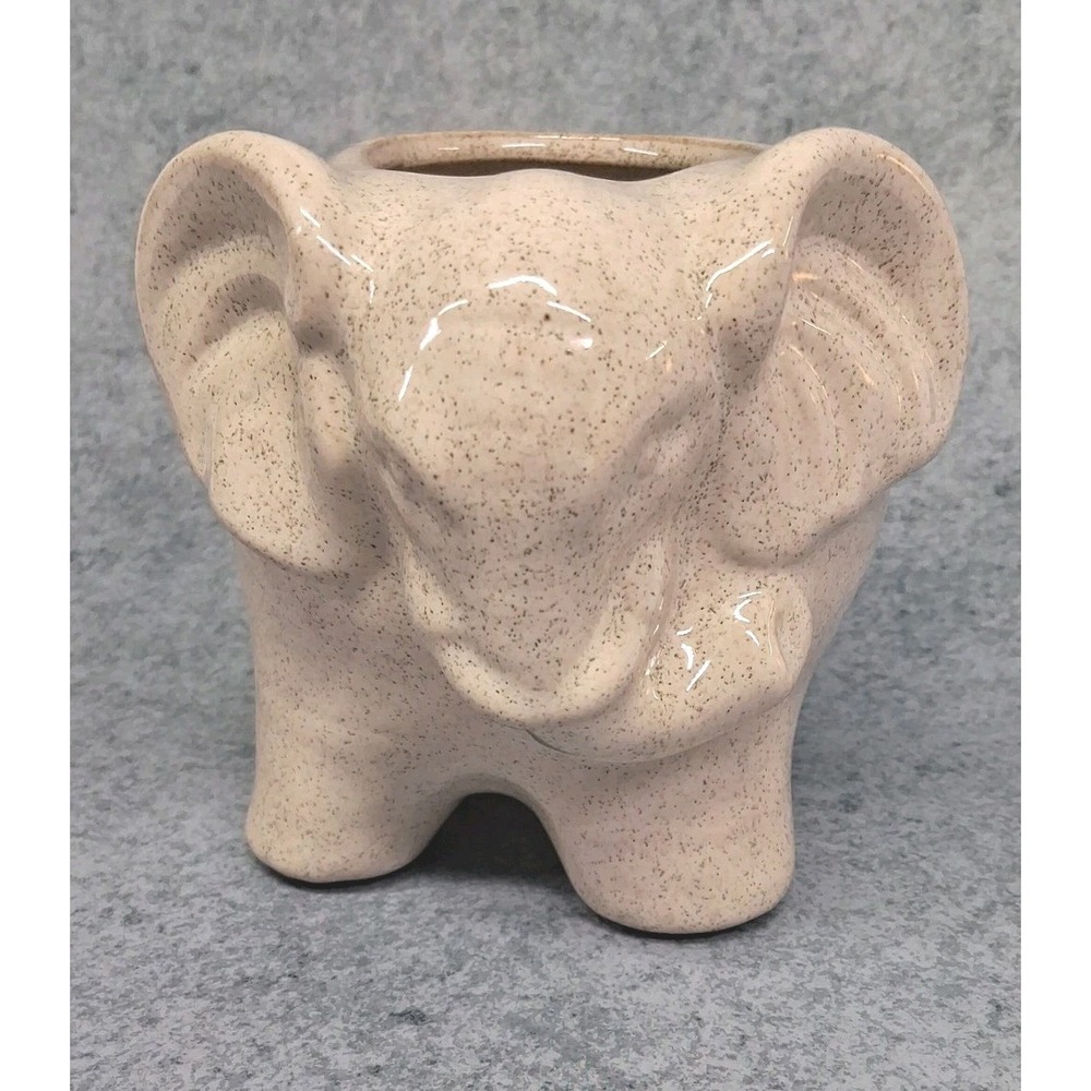 Elephant Planter Figurine Ceramic 7" x 5" x 5"  & 3.5" x 2.5" Diameter
